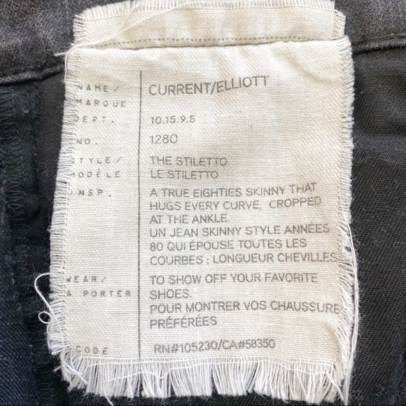 Current/Elliott The Stiletto Black Tattered Jean - Picture 9 of 10